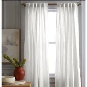 Quince European Linen Curtain Panel 48 X 96 Light-Filtering NWOT White MSRP $ 92